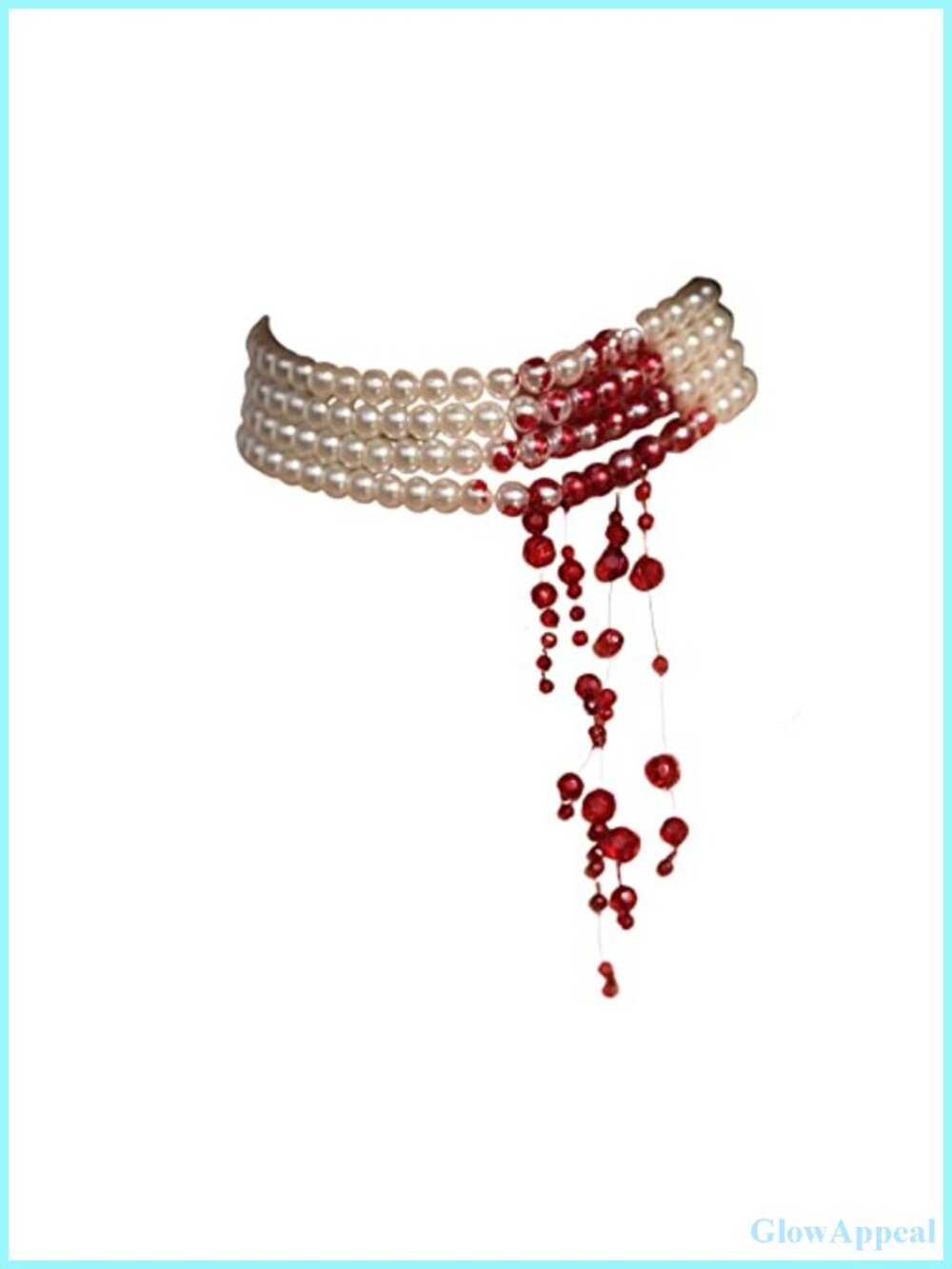 Handmade Gothic Vampire Choker Imitation Pearl Dripping Blood Necklace Cosplay